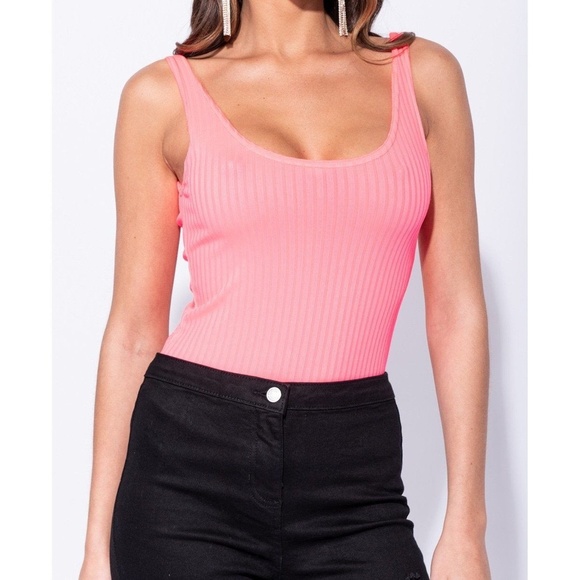 Neon Pink Sleeveless Bodysuit - Picture 2 of 7